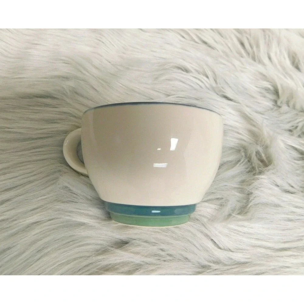 Pfaltzgraff Ocean Breeze Coffee Cup Blue and Green Border